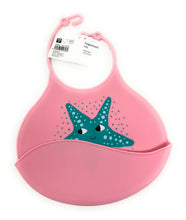 Load image into Gallery viewer, Pink Silicone baby bib with a star