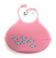 Load image into Gallery viewer, Pink Silicone Baby bib with a fish