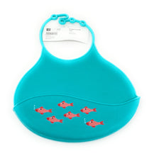 Load image into Gallery viewer, Blue Silicone bay bib with fish