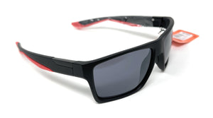 Red and black men's sports sunglasses by Boots, model 120J Front Angled